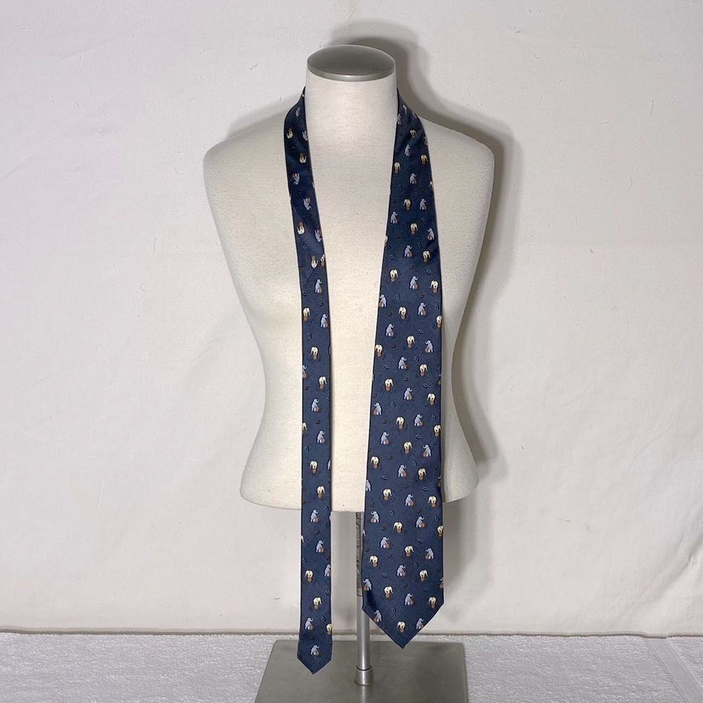 Vintage Beaufort Tie Rack Blue Silk Tie With Elephants